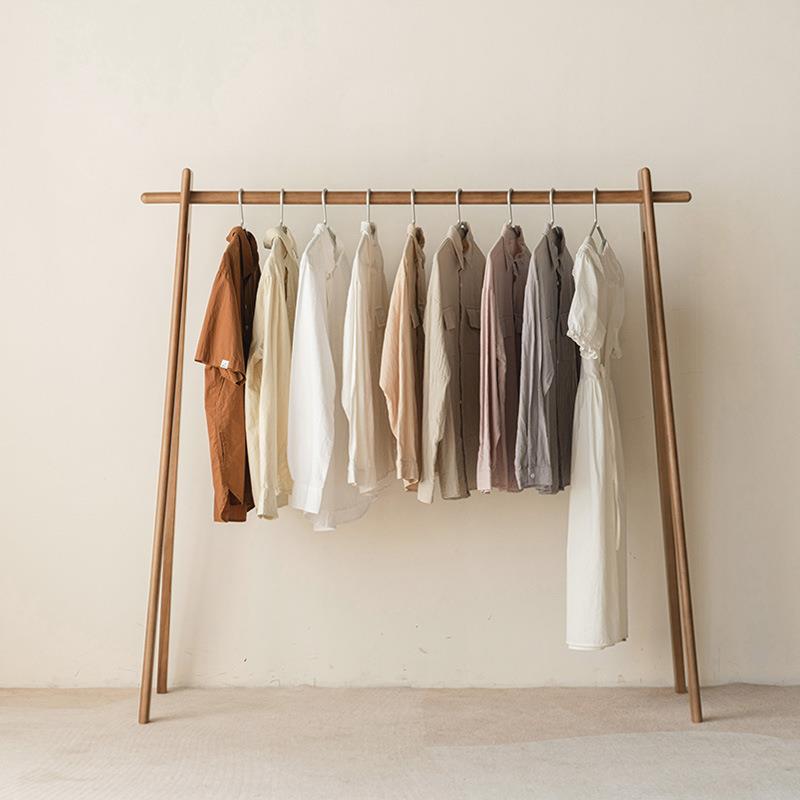 r^2025年新款樱桃木挂衣架落地卧室实木简约杆式原木简易衣帽架拆