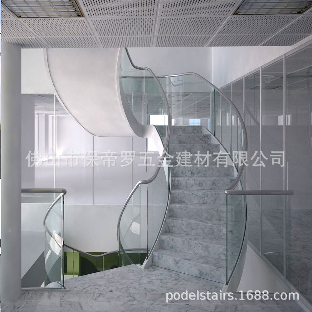 304不锈钢旋转玻璃楼梯扶手