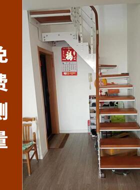 办公楼商业大厦跃层复式楼loft公寓小户型用拉丝双梁楼梯设计安装