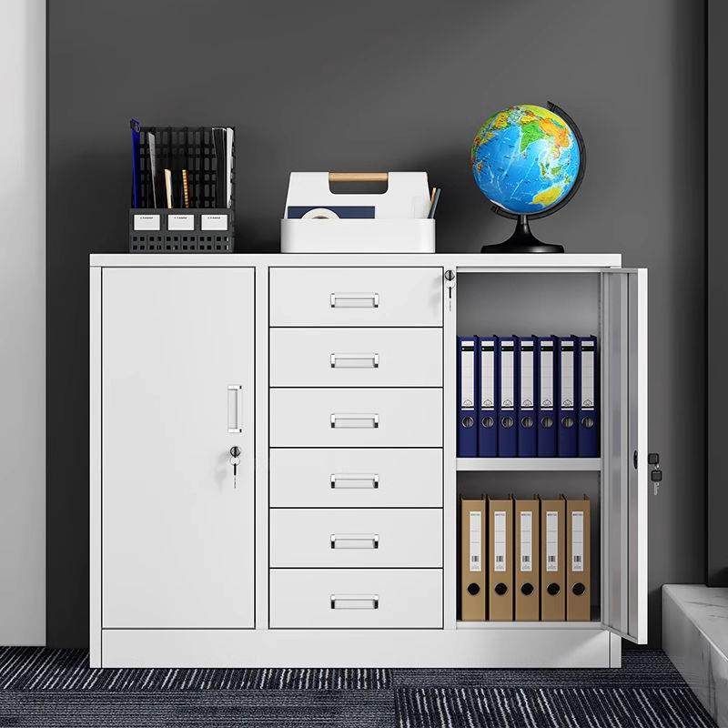 办公室对开矮柜钢制文件柜财务资料档案柜带锁凭证柜多门更衣柜子