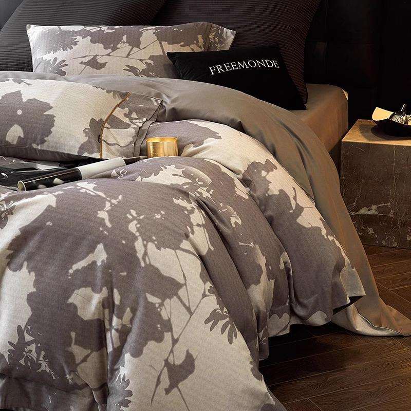 1复古风2024新款数码印花四件套高端天丝棉磨毛保暖被套床品AB面