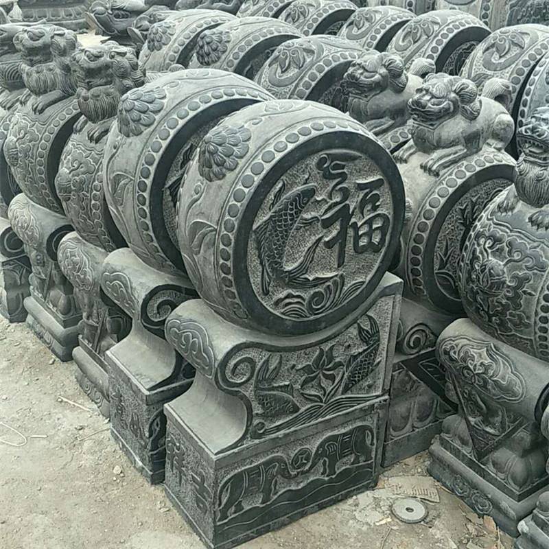 门墩石门墩抱鼓石仿古门口石鼓成对厂家批发现货出售青石做旧仿古