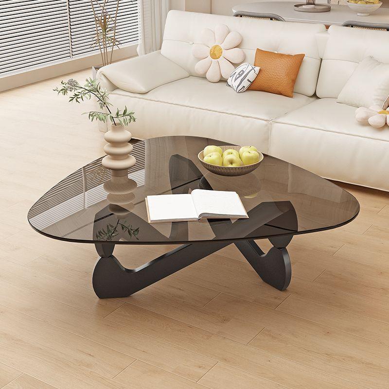 小户型钢化玻璃茶几意式轻奢创意客厅圆形茶桌几何款简约现代组合