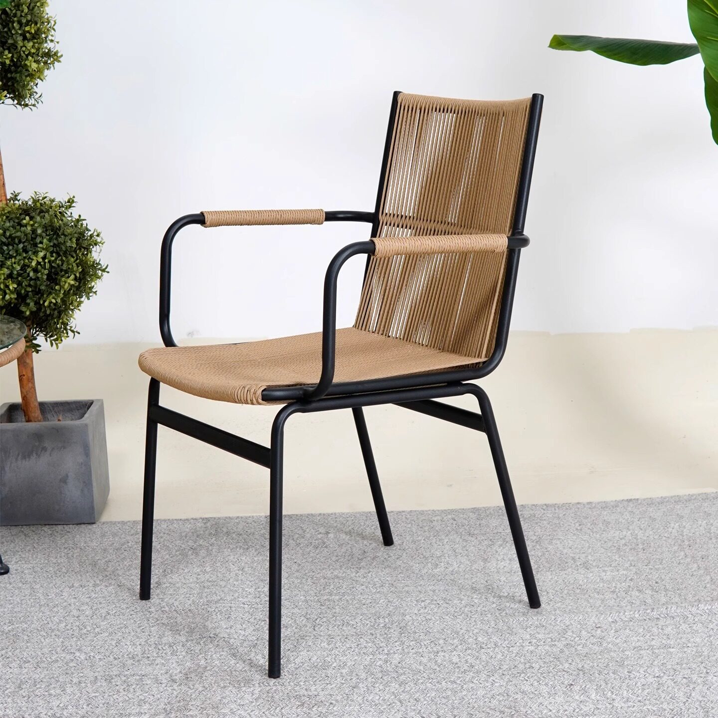 户外藤编椅子桌椅组合露天别墅样板房餐桌藤椅防雨民宿室外桌椅子
