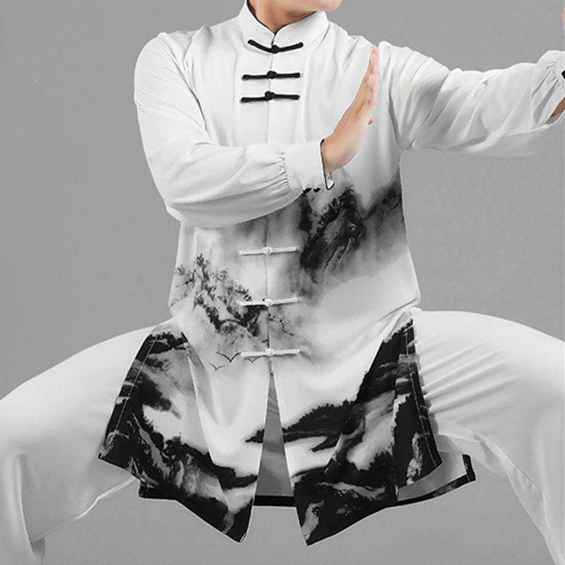 新款太极服女夏季练功服男高档武术表演服中长款中国风太极拳套装