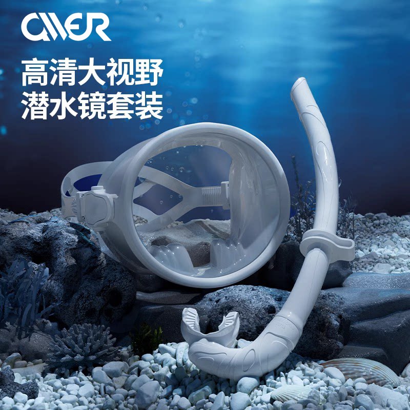 趣玩防雾防水游泳镜专业男女款近视浮潜眼镜护鼻一体潜水镜呼吸管