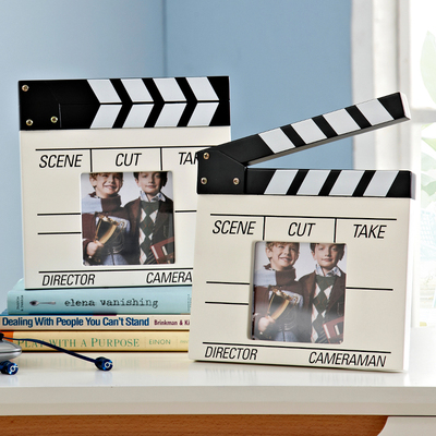 创意相框 相架摆台6寸现代简约个性场记板木质相架框 儿童房摆件