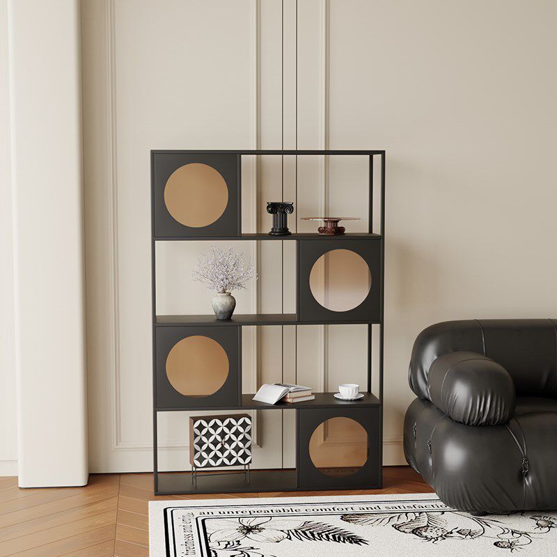 法式铁艺书架一体靠墙客厅隔断简约现代家用多层收纳落地置物架子