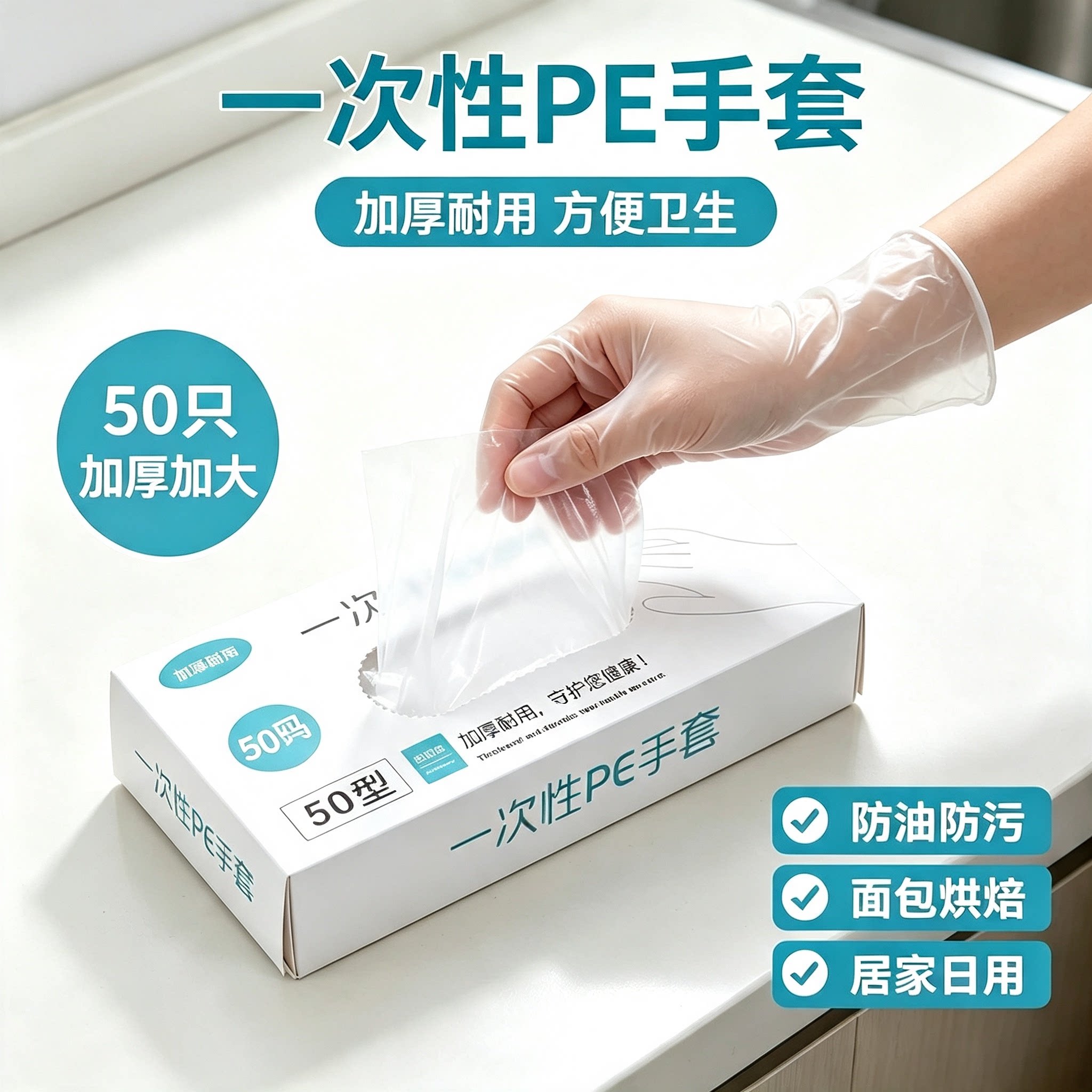一分购一次性手套家用食品加厚塑防护手套