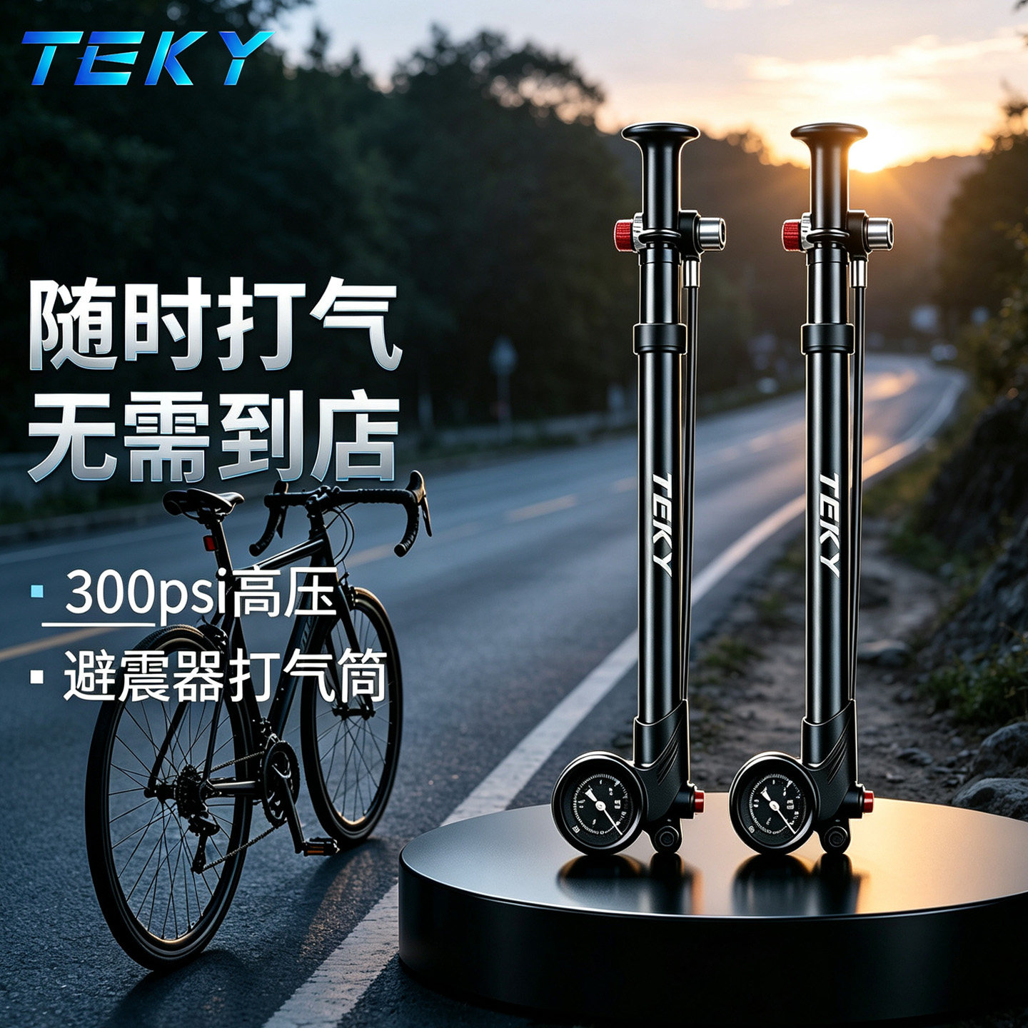 自行车前叉避震高压打气筒图片