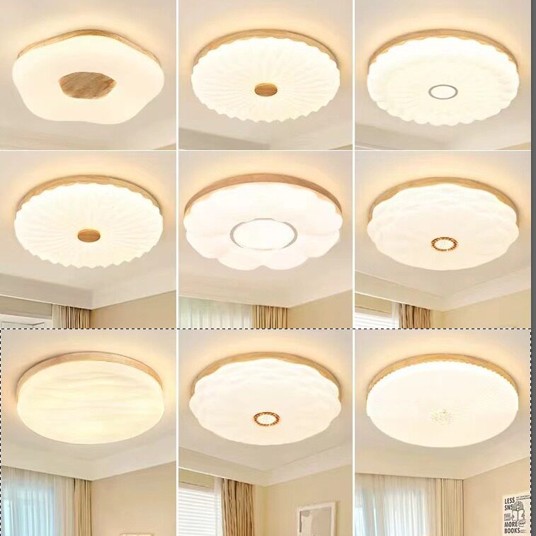 主卧室灯吸顶灯具现代简约房间灯圆形日式原木风温馨餐厅儿童房灯