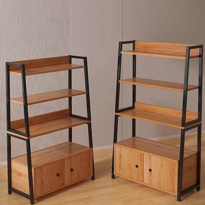 多层置物架落地收纳架带柜门储物展示架家用柜子多功能梯形货架