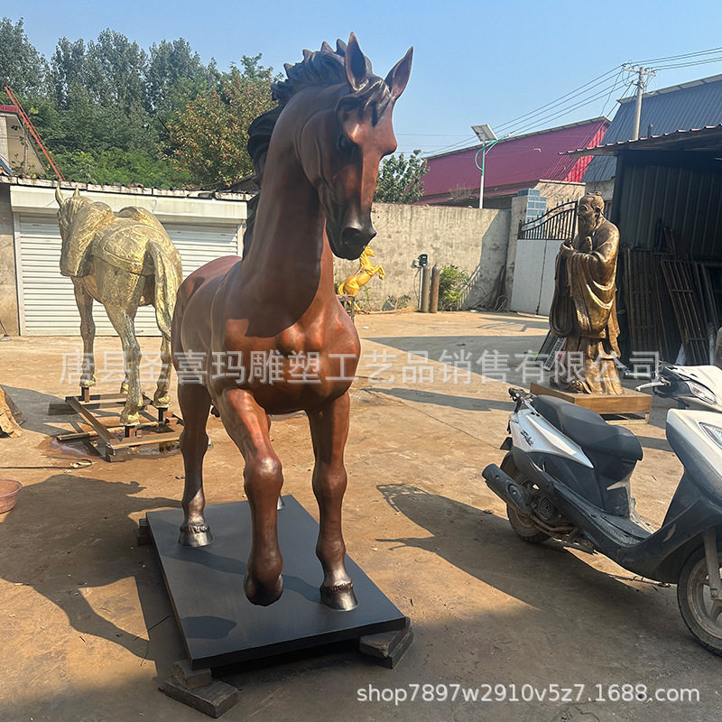 唐马唐马工艺品厂家批发马到成功站马真马摆件工艺品家居酒店装饰