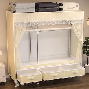 宿舍加固衣柜抽屉式收纳布制简易组装结实耐用卧室衣橱衣架