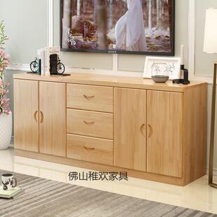 实木电视柜落地柜新中式阳台储物柜加宽餐边柜床头收纳柜实木橱柜