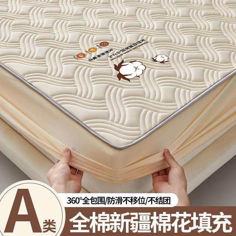a类全棉夹棉加厚床笠单件防滑席梦思床垫保护套纯棉抗菌罩床单罩