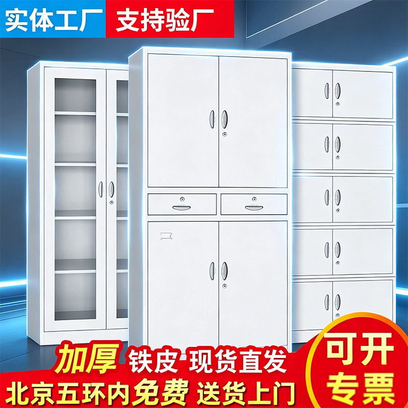办公室文件柜铁皮柜钢制中二斗双节柜矮柜宽边加厚档案柜办公柜