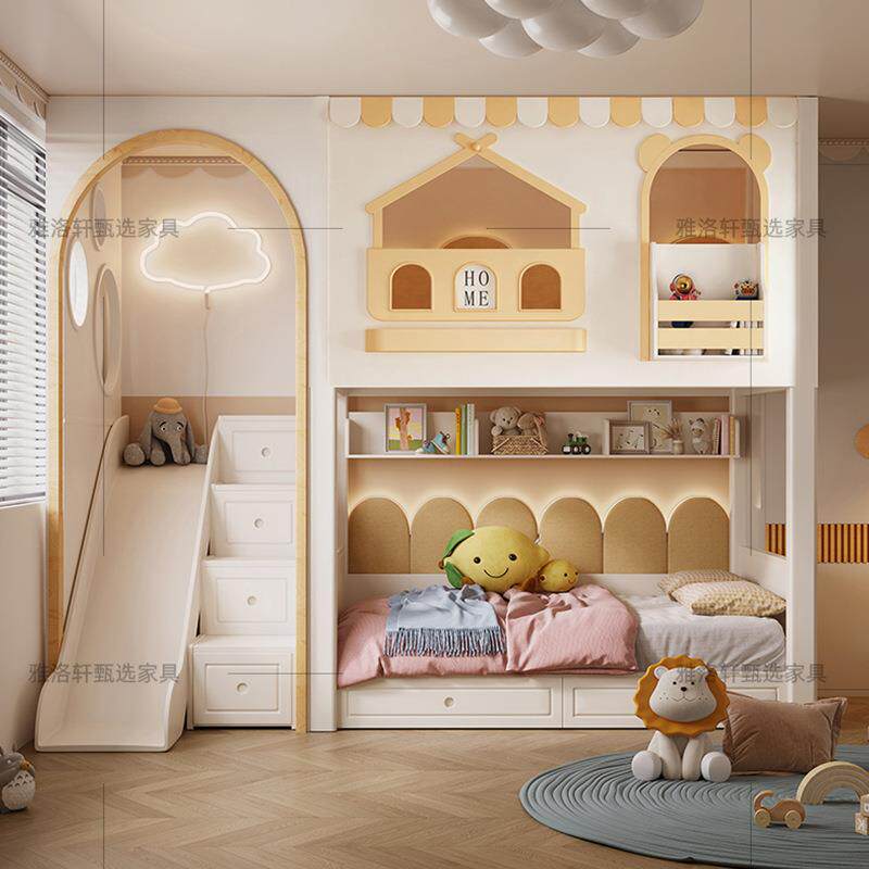 儿童床上下铺树屋高低床女孩公主上下床双层亲子母双人互不打扰床