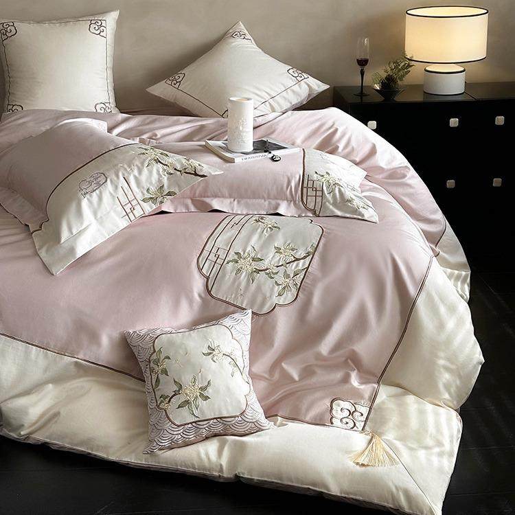 1新中式100S长绒棉四件套简约花卉刺绣拼接被套柔软全棉床上用品,鲜花速递/花卉仿真/绿植园艺,割草机/草坪机,淘宝优惠券,粉丝福利购,淘宝优惠卷