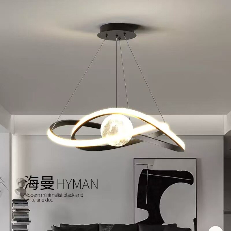 意式极简卧室吊灯现代简约创意月球星球饭厅餐桌餐厅小客厅主灯具