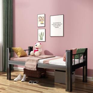 单人床学生员工宿舍出租房单层铁架床钢制1米宽1米2宽公寓单人床