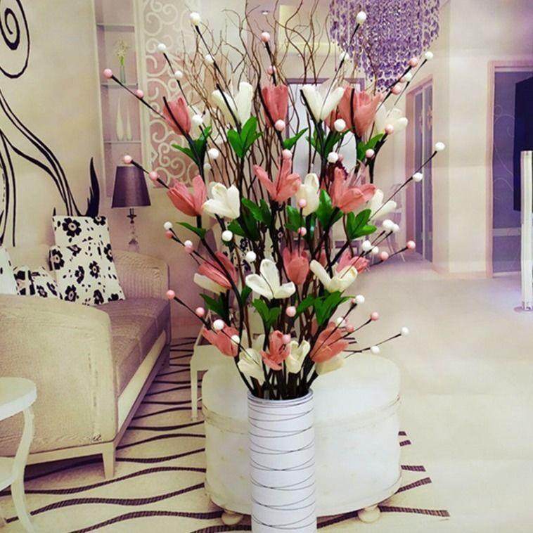 叶脉干花干枝假花客厅落地摆件居家新房装饰花瓶花艺组合萍润