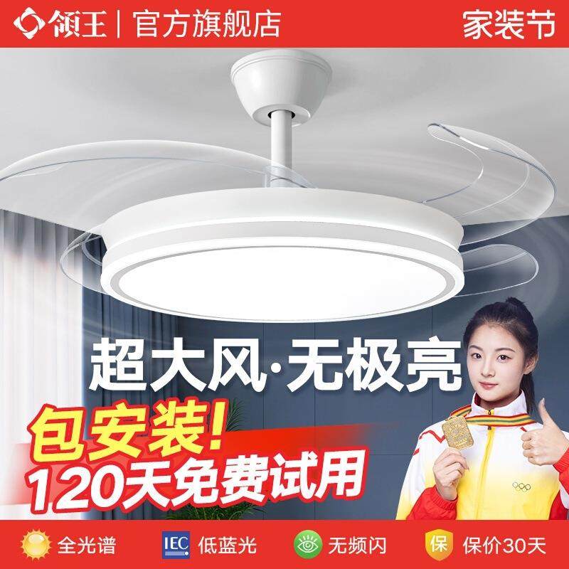 领王风扇灯2025新款吊扇吸顶隐形家用客厅餐厅卧室带电扇一体吊灯