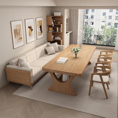 客厅实木双层大长书桌家用工作台办公桌休闲大板桌沙发多人学习桌