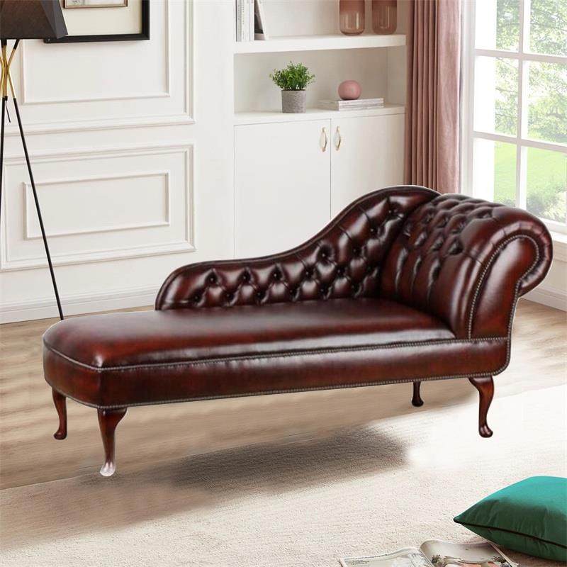 美式乡村皮艺贵妃椅休闲懒人沙发客厅软包设计法式复古美人榻躺椅