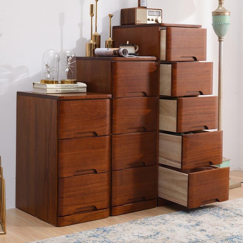 3EW1实木夹缝柜抽屉式收纳柜25/30/40/50cm加深窄储物五斗橱床头