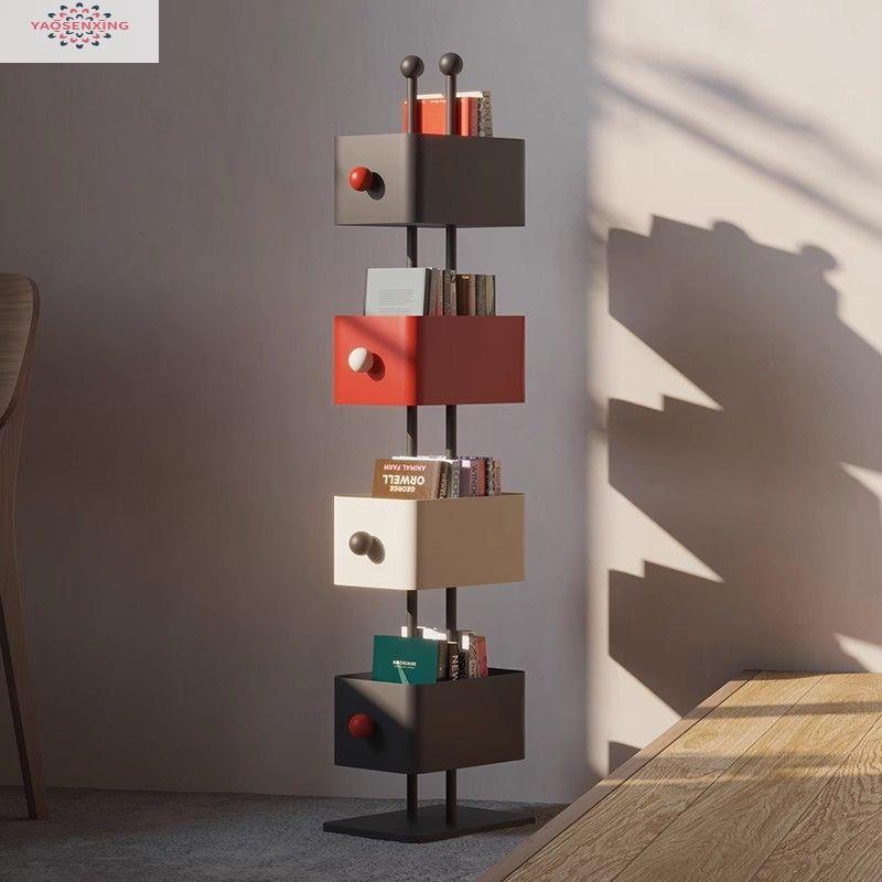 家用落地多层书架客厅铁艺置物架转角储物柜收纳展示柜隐形书柜子