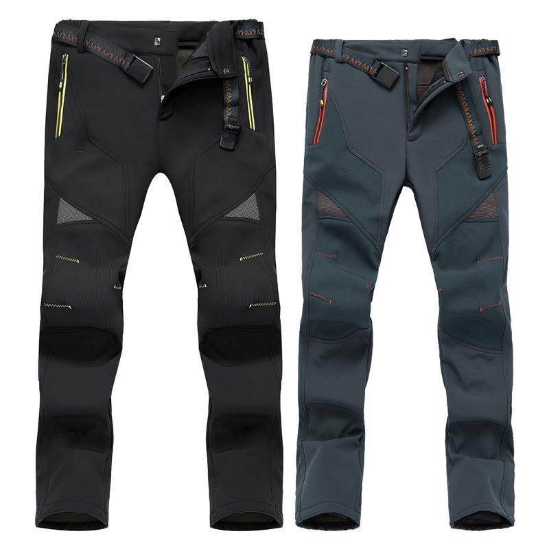 冲锋裤男冬季加绒加厚防水防风大码修身保暖抓绒软壳户外登山裤女