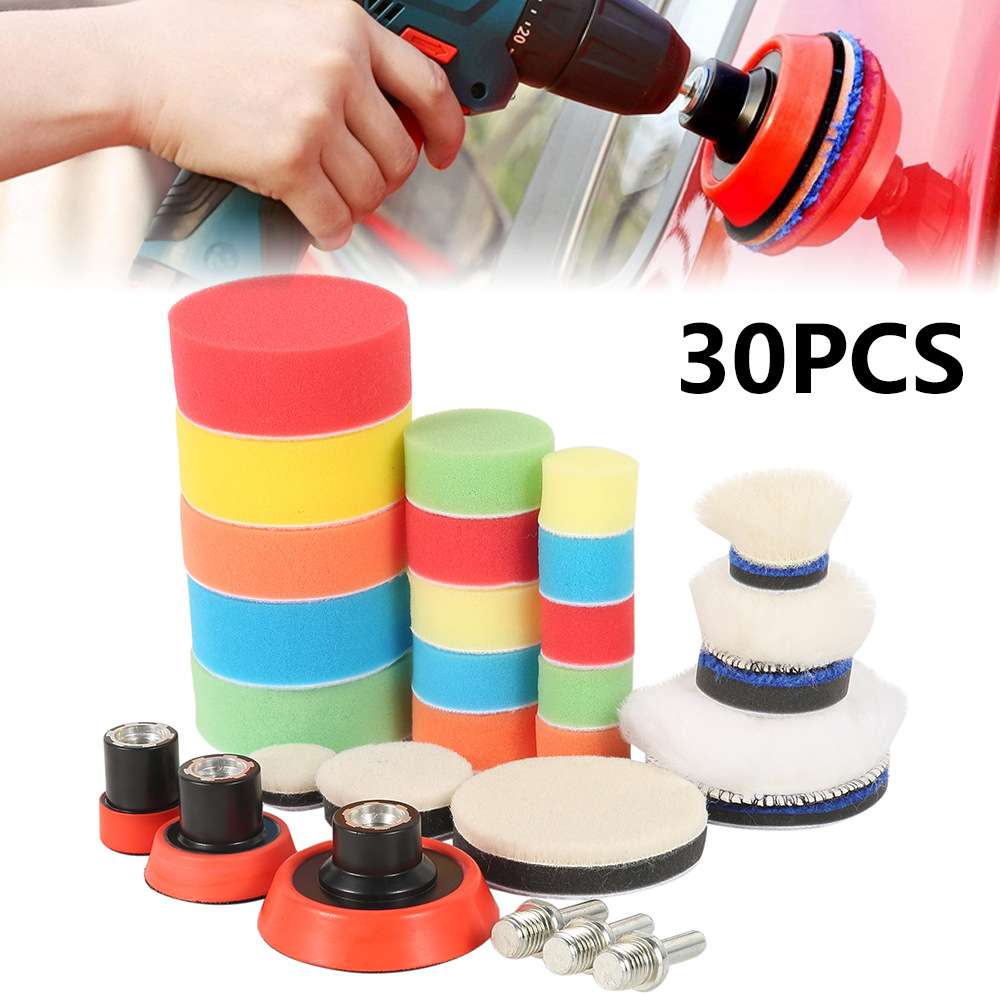 Car Foam Drill Polishing Pad Kit Buffing Waxing Sponge Set A