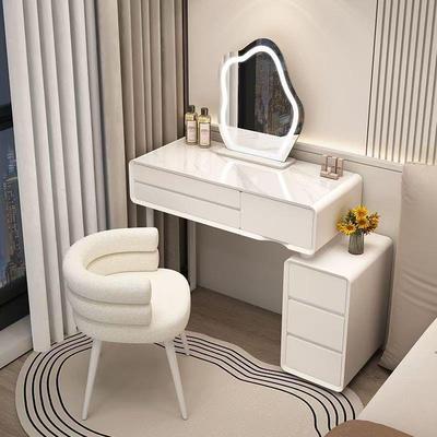 卧室小户型梳妆台现代简约轻奢高级岩板书桌实木化妆台一体化