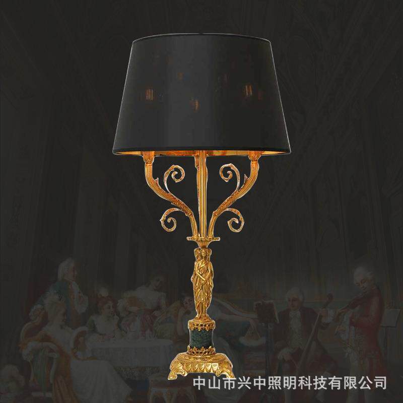法式全铜别墅客厅台灯奢华卧室床头装饰灯欧式复古书房家用灯具