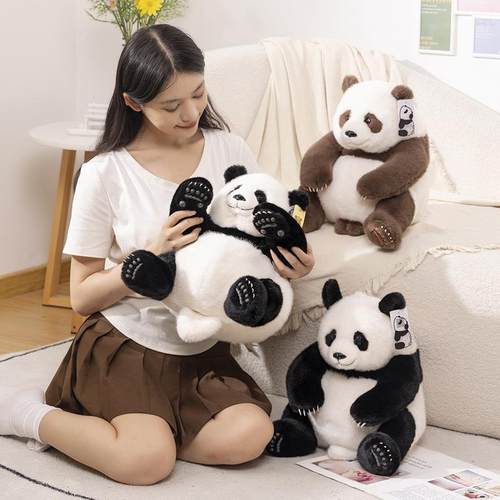 价仿貂毛可爱国宝大熊猫毛绒玩具七仔花花福宝玩偶仿真公仔送礼