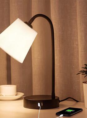 卧室台灯床头灯USB无线充电触摸三档调光布艺灯罩ebay新款