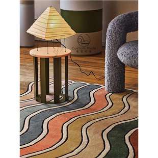 不规则形状彩虹色百搭腈纶新西兰羊毛手工地毯地毯客厅卧室样板间