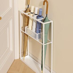 家用雨伞架夹缝雨伞收纳架铁艺沥水架入户门极窄角落伞架置物架子