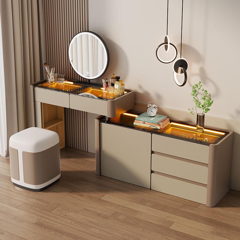 2025轻奢全实木梳妆台卧室高级感床头收纳柜化妆桌斗柜一体化妆台