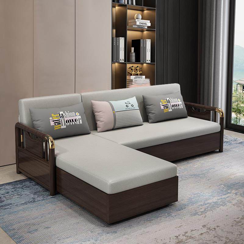 新中式实木沙发床可折叠双人贵妃多功能小户型带储物坐卧两用
