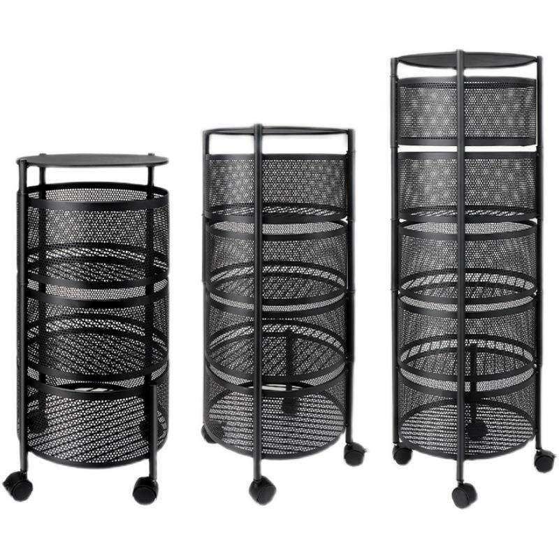 GZ6M厨房蔬菜置物架多层落地圆形可旋转菜篮子水果转角沥水水槽带