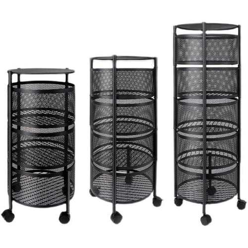 GZ6M厨房蔬菜置物架多层落地圆形可旋转菜篮子水果转角沥水水槽带