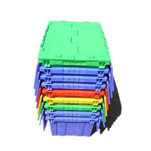 堆叠套叠斜插合盖塑料箱书店收纳运输整理物流箱配送塑胶周转箱