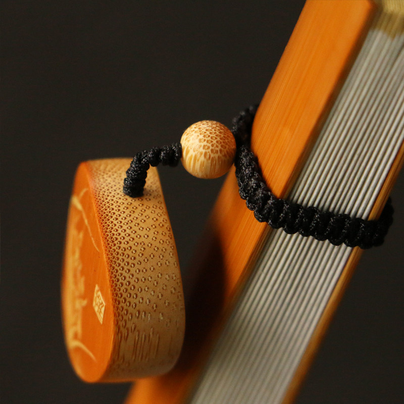 十几年玉竹老料东阳名家戚挺飞本工精工留青雕刻扇坠扇箍竹雕挂件