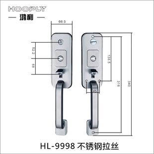 鸿利hooply按压式防盗门木门锁体通用型对开进户大门锁芯把手套装