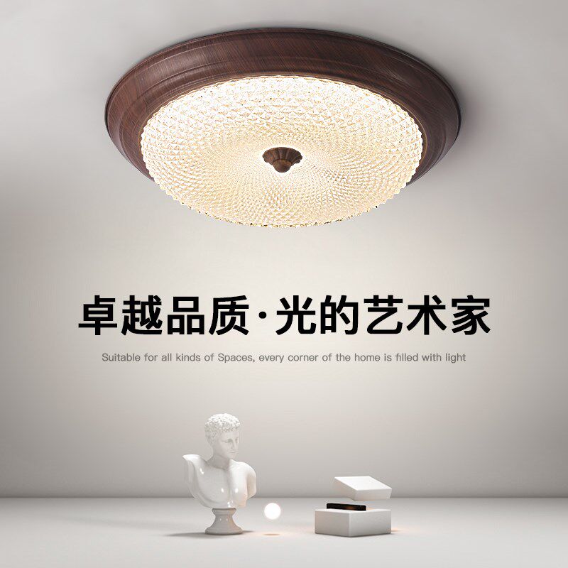 美式吸顶灯卧室灯具复古法式圆形简约大气led房间主卧阳台书房灯
