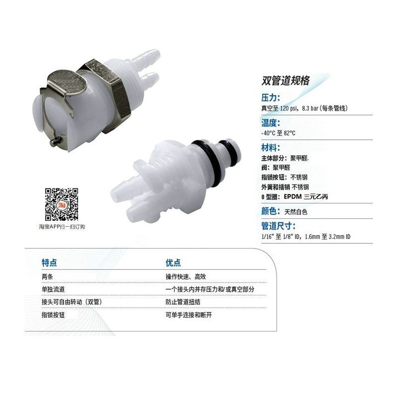 NCZ单体双管PTC系列 CPC快速接头 PTC16010 16020 22010 22020