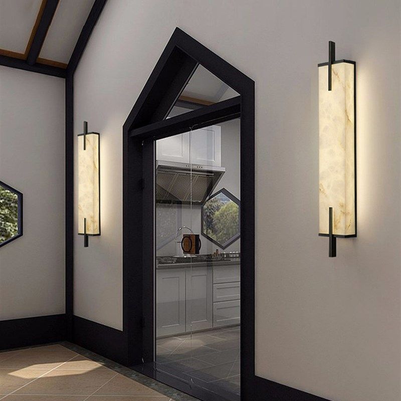 艺术灯新中式全铜云石壁灯别墅过道卧室床头灯长条客厅电视背,家装灯饰光源,成套灯具,淘宝优惠券,粉丝福利购,淘宝优惠卷