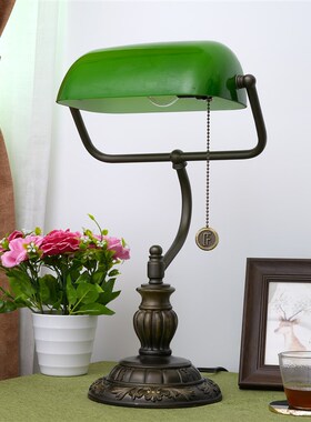 复古绿色蒂凡尼彩色玻璃灯酒吧客餐厅卧室书房书桌装饰台灯床头灯